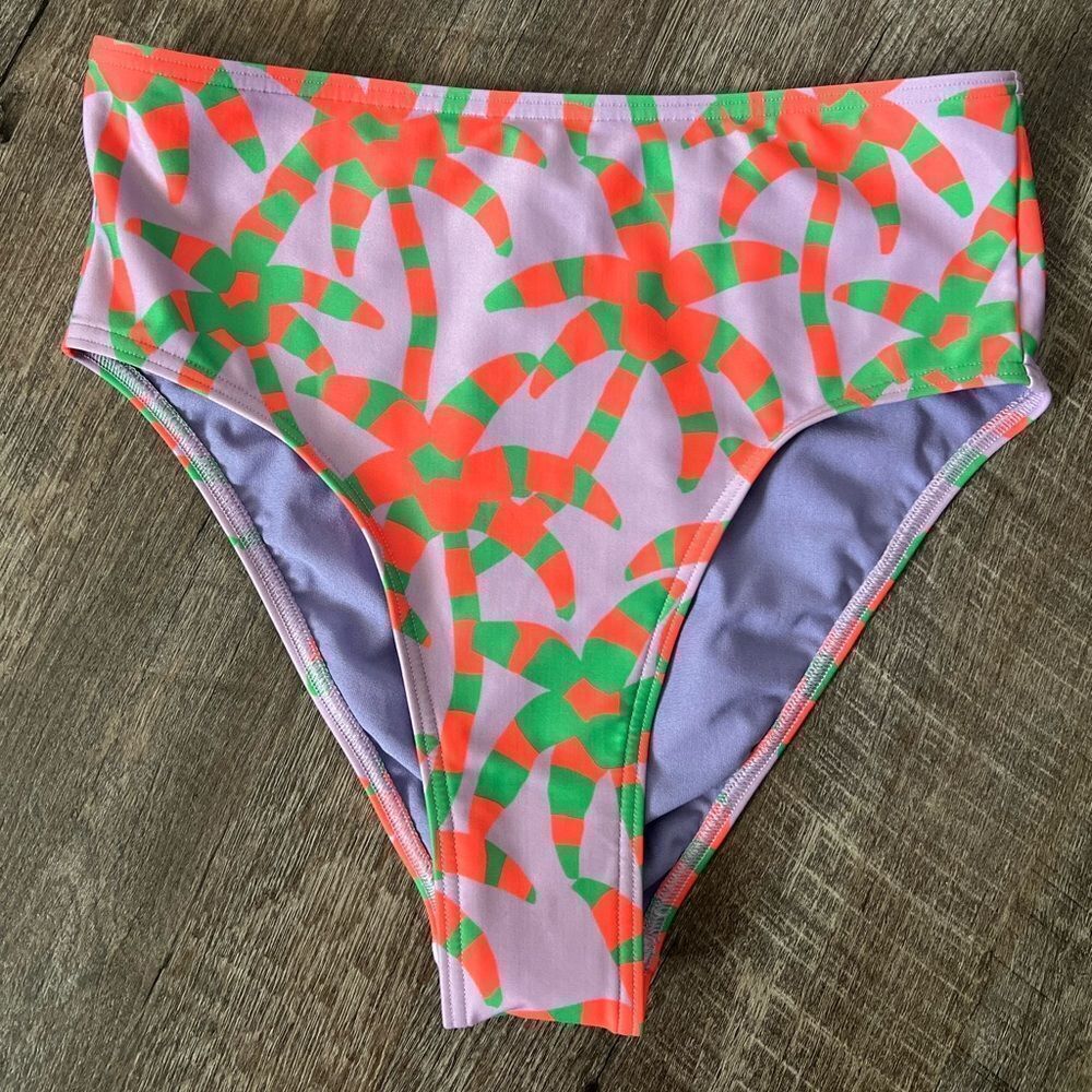 Farm Rio x Adidas Palm Tree High Waist Bikini Bottoms- Size Medium